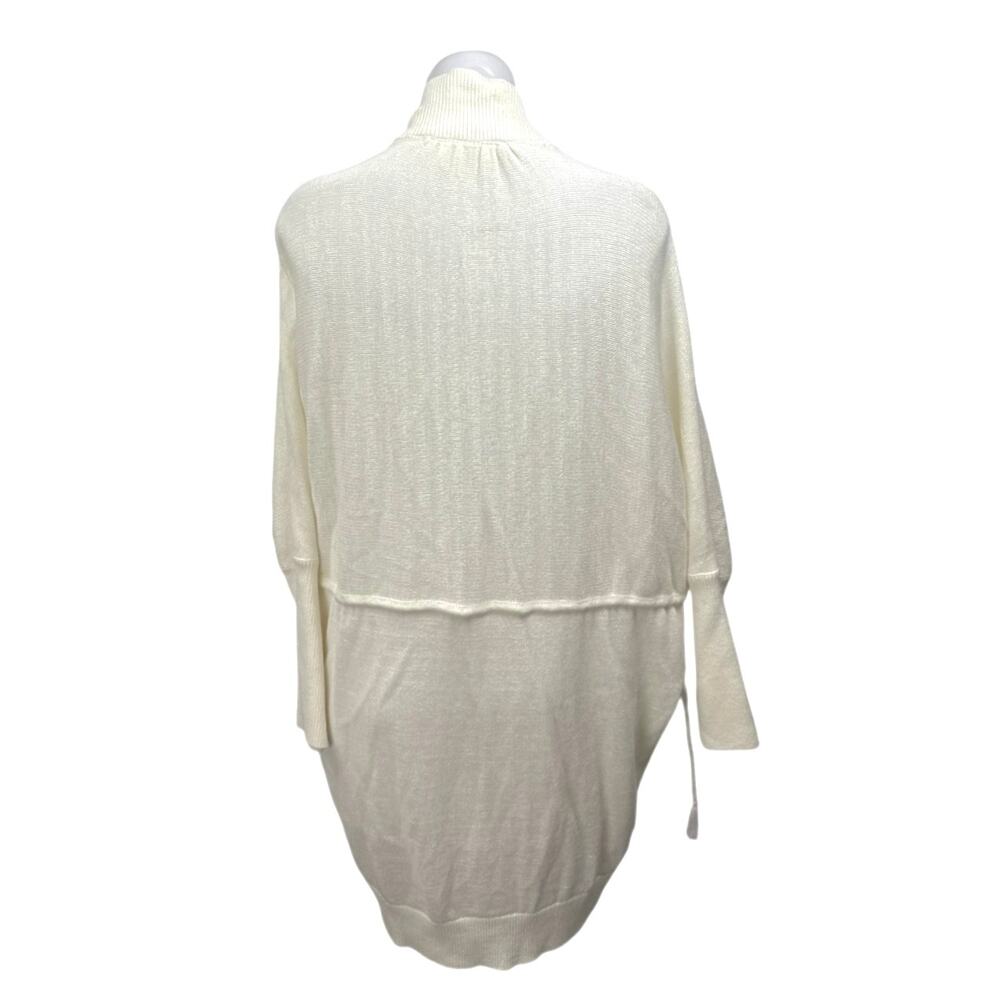 NEW Lou & Grey White Open Front Long Sleeve Knit Drawstring Cardigan Sweater M - Picture 2 of 3